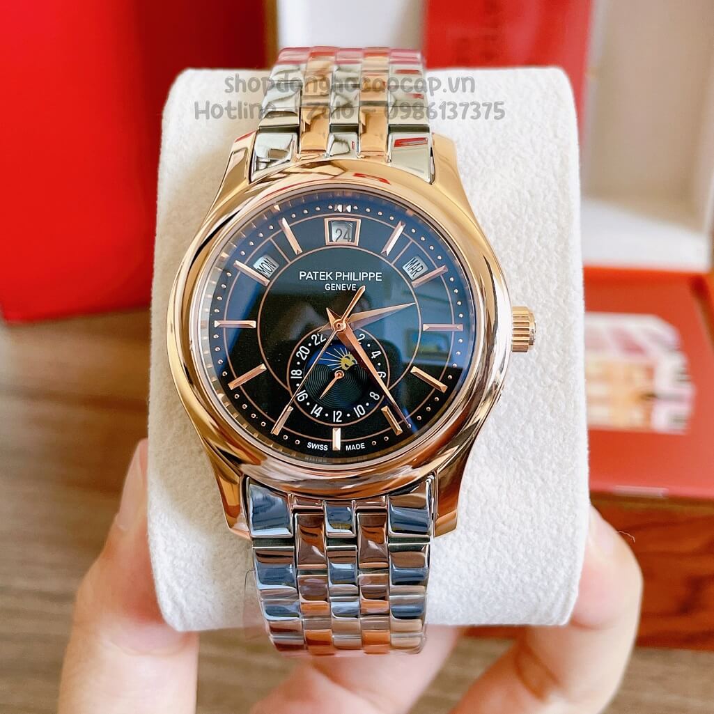 Đồng Hồ Patek Philippe Nam Cơ Tự Động Dây Thép Demi Mặt Đen Ombre 40mm