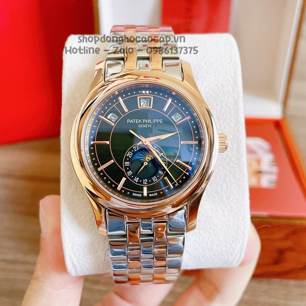 Đồng Hồ Patek Philippe Nam Cơ Tự Động Dây Thép Demi Mặt Đen Ombre 40mm