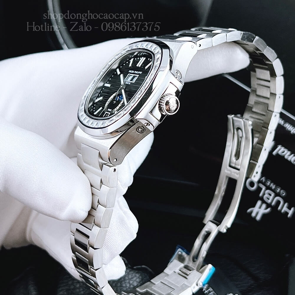 Đồng Hồ Patek Philippe Nam Máy Tự Động Dây Inox Bạc Mặt Đen 42mm