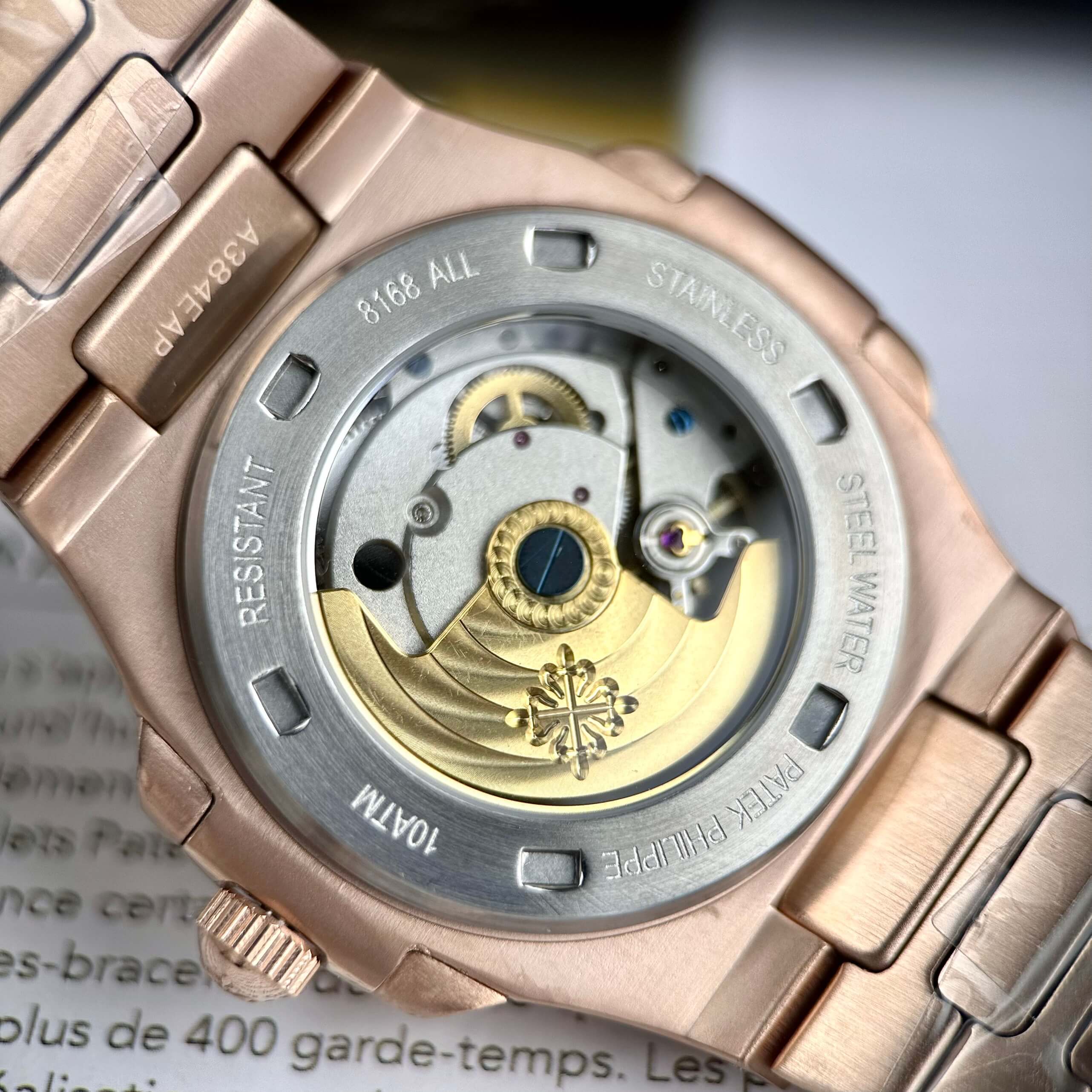 Đồng Hồ Patek Philippe Nautilus Nam Máy Cơ Tự Động Rose Gold Mặt Nâu Size 40mm