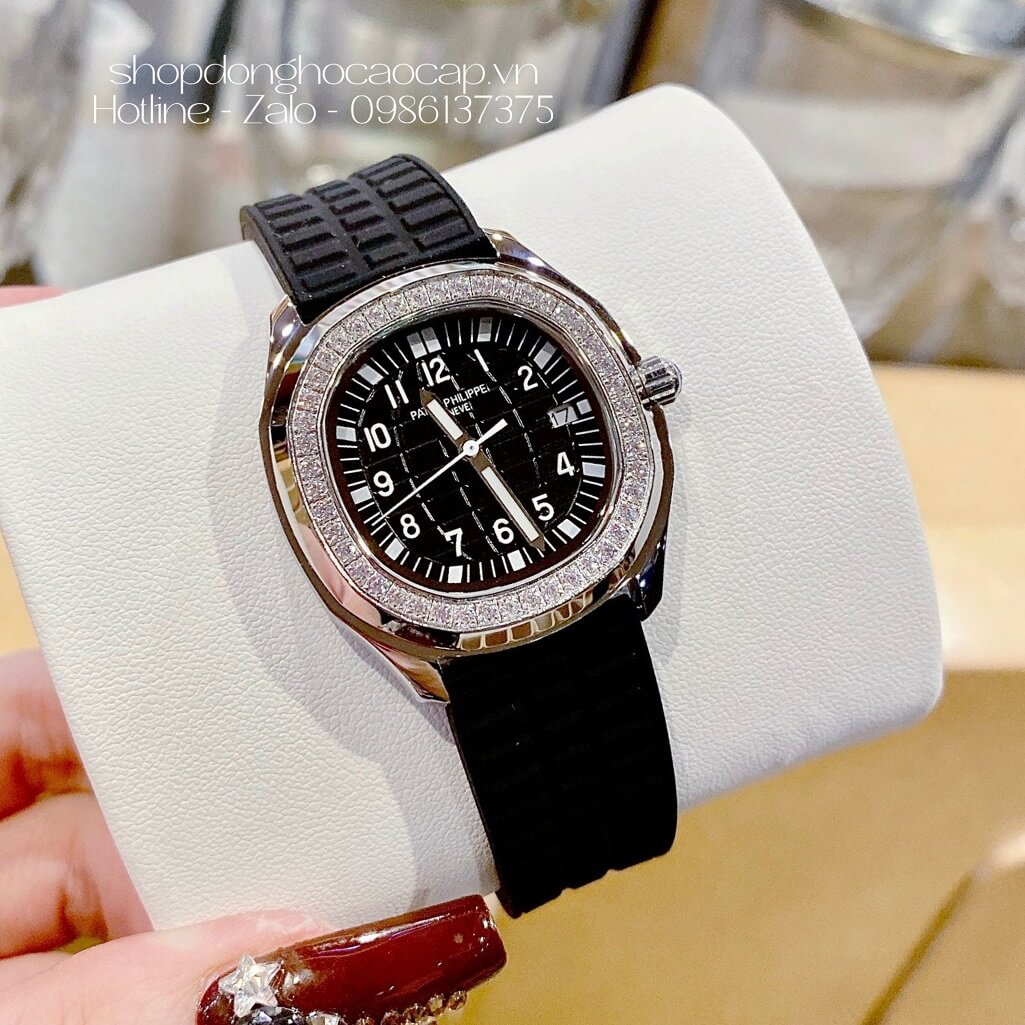 Đồng Hồ Patek Philippe Nữ Dây Silicon Màu Đen 35mm