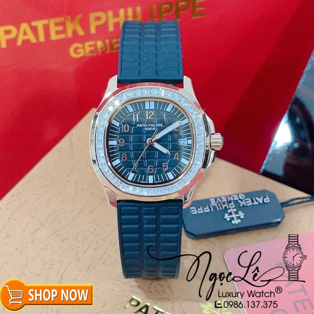 Đồng Hồ Patek Philippe Aquanaut Nữ Dây Silicon Màu Đen Đính Đá Ống Vỏ Rose Size 35mm