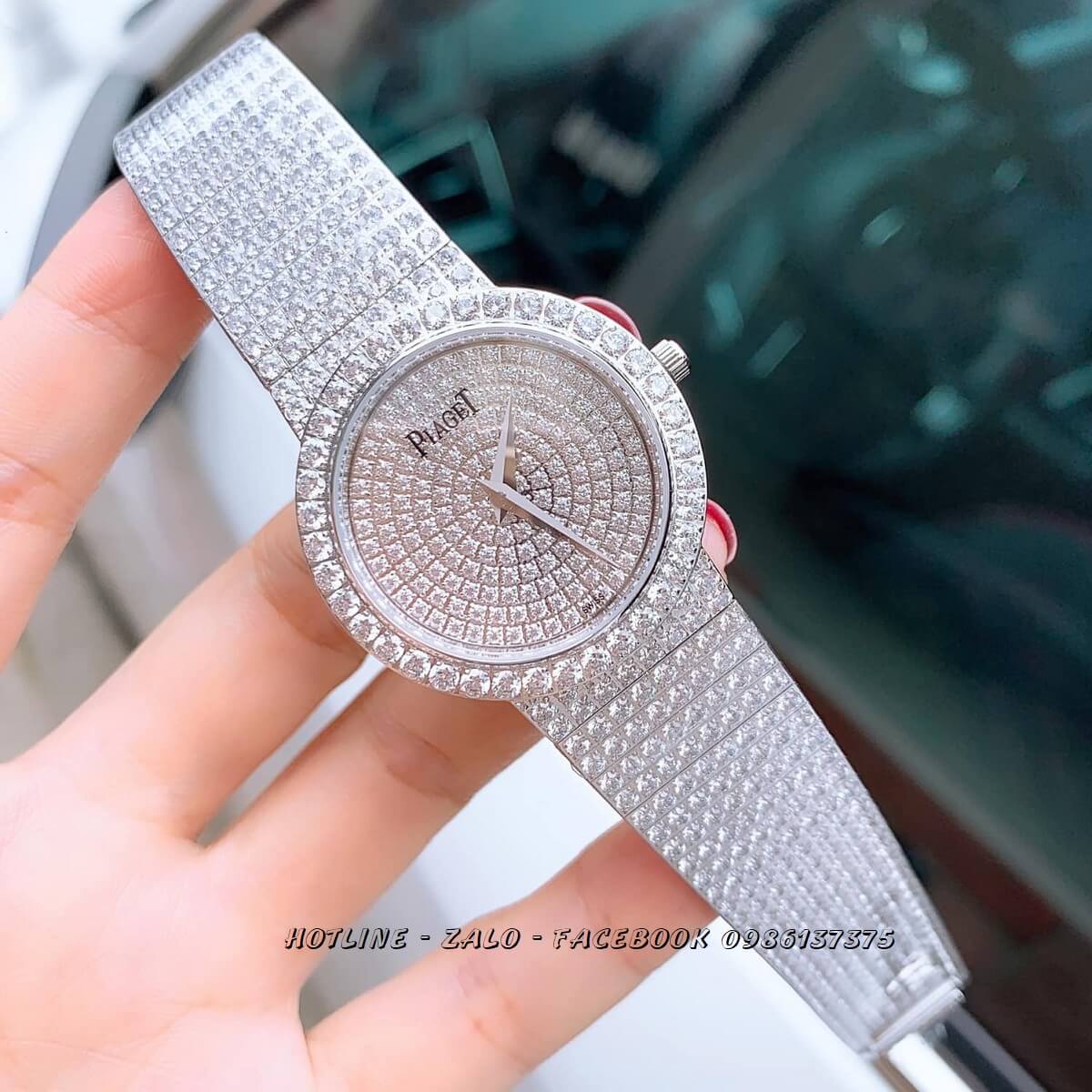 Đồng Hồ Piaget Nữ Đính Đá Silver Mặt Tròn 38mm - 34mm - 28mm