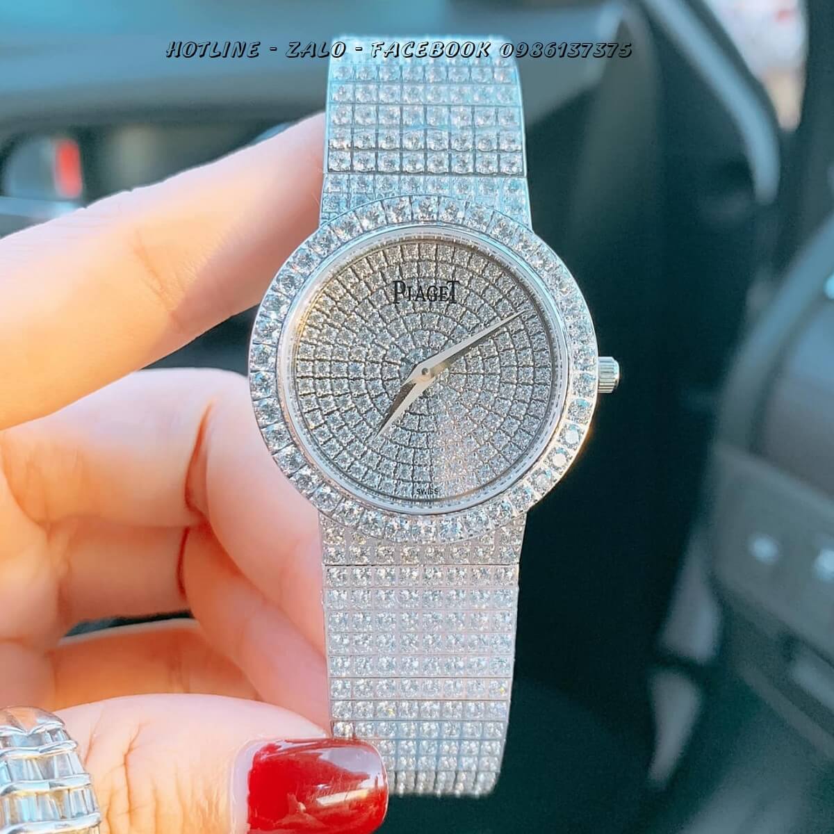 Đồng Hồ Piaget Nữ Đính Đá Silver Mặt Tròn 38mm - 34mm - 28mm