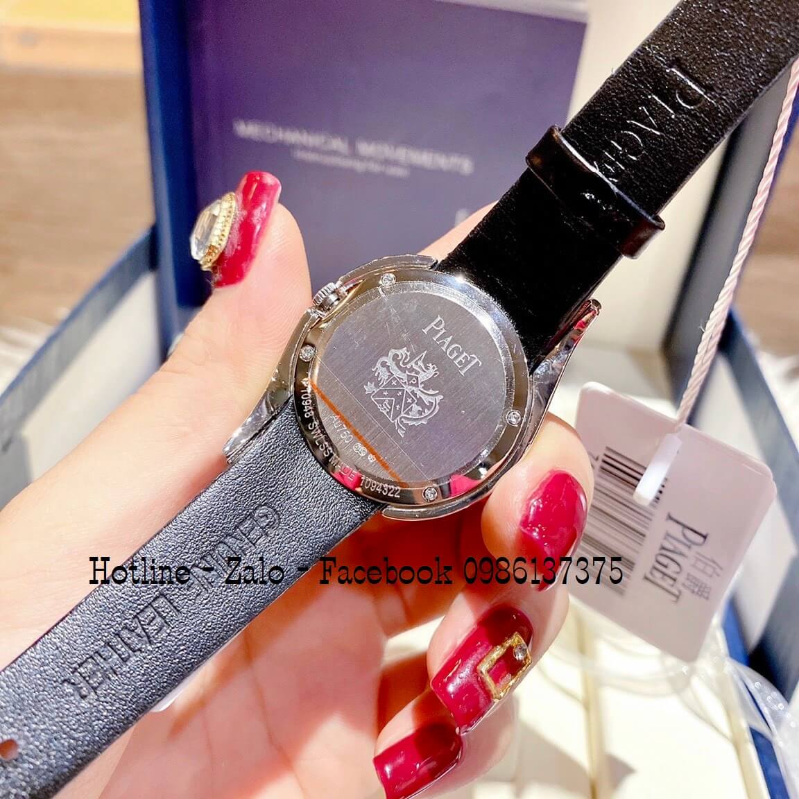 Đồng Hồ Piaget Nữ Dây Da Xanh Lá Mặt Đính Đá 32mm