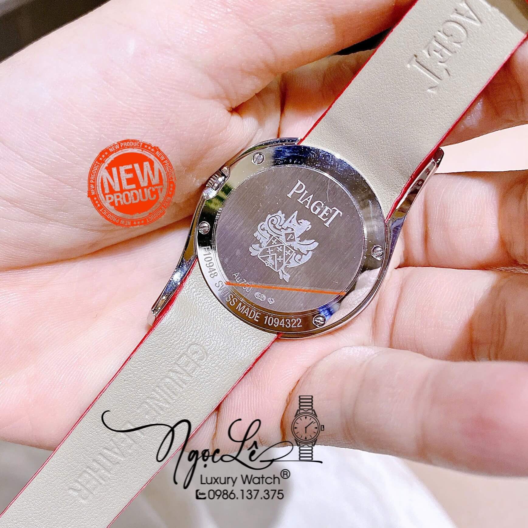 Đồng Hồ Piaget Nữ Dây Da Lụa Màu Đỏ Mặt Số La Mã Đính Đá Size 32mm