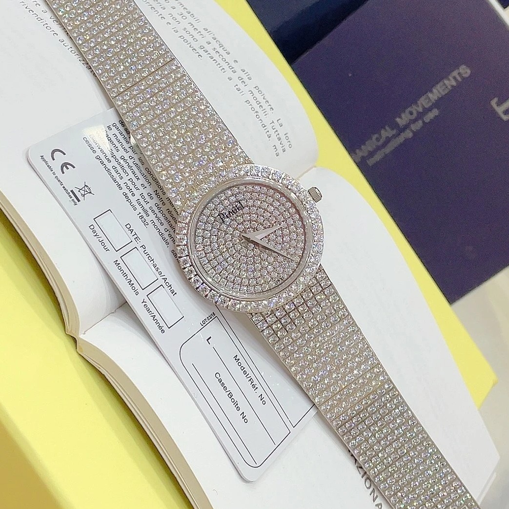 Đồng Hồ Piaget Nữ Đính Đá Silver Mặt Tròn 38mm - 34mm - 28mm
