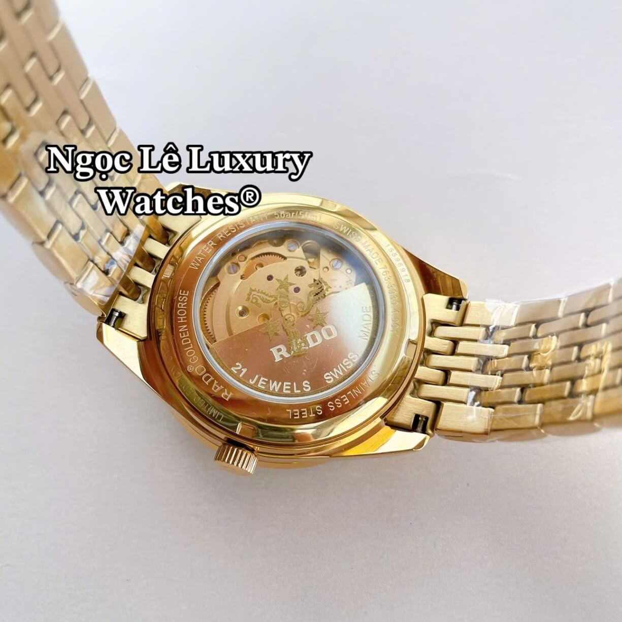 Đồng Hồ Nam Rado Golden Horse Automatic Cao Cấp Dây Vàng Mặt Ombre Xanh Lá Size 40mm - Sapphire