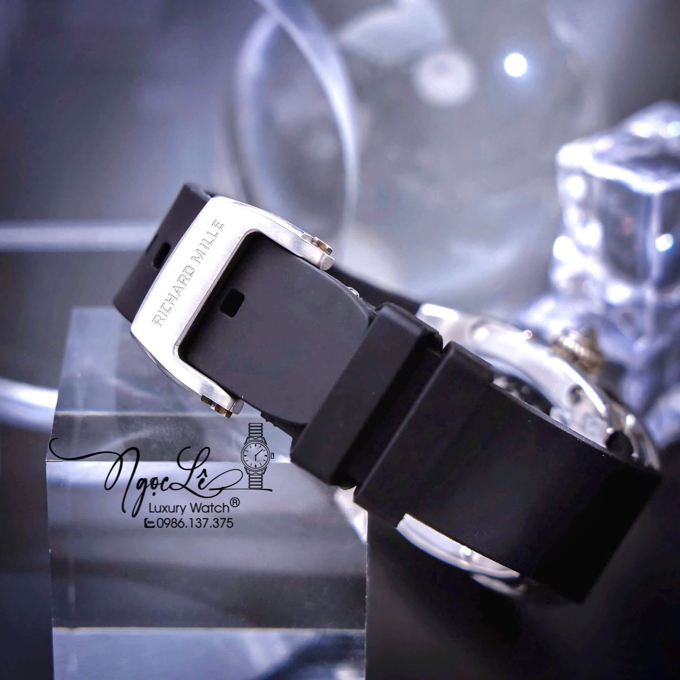 Đồng Hồ Nữ Richard Mille Dây Cao Su Đen Siêu Cấp Đính Đá Máy Pin Thụy Sĩ