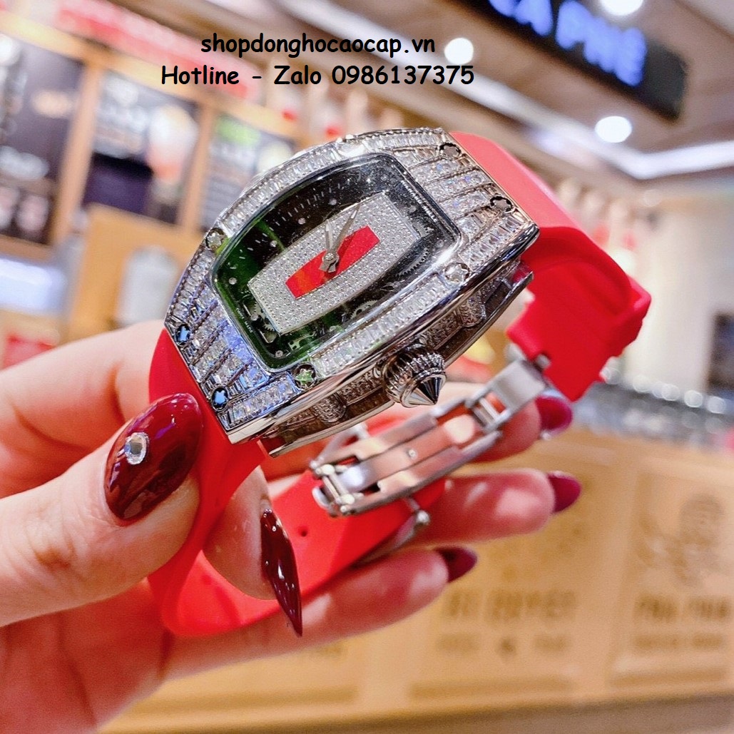 Đồng Hồ Richard Mille Nữ Siêu Cấp Máy Pin Silicon Đỏ Silver