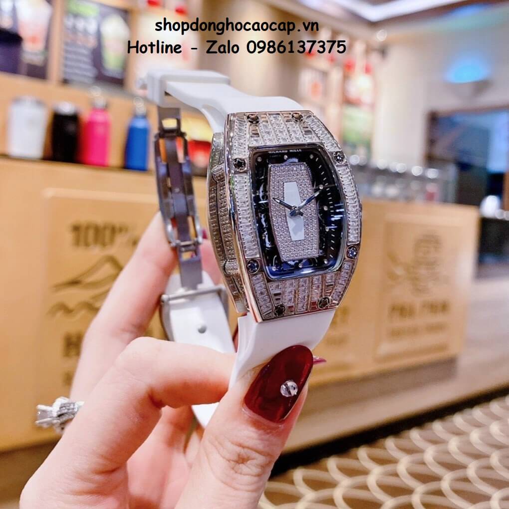 Đồng Hồ Richard Mille Nữ Siêu Cấp Máy Pin Silicon Trắng Silver Lõi Trắng