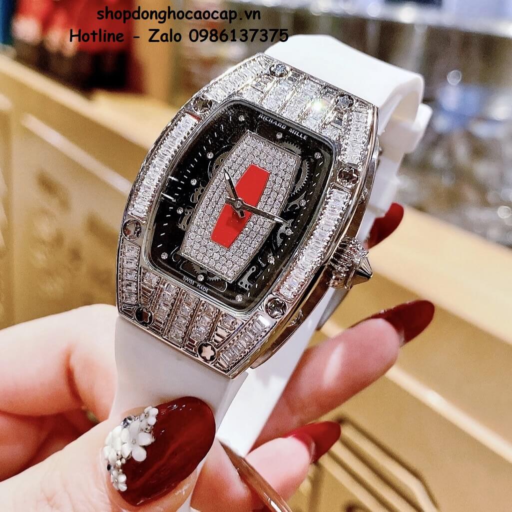 Đồng Hồ Richard Mille Nữ Siêu Cấp Máy Pin Silicon Trắng Silver