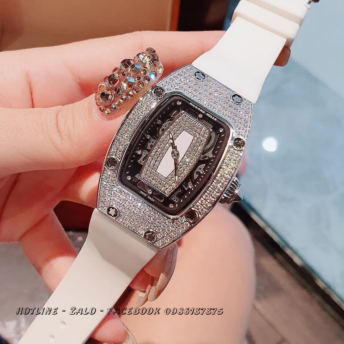 Đồng Hồ Richard Mille Nữ Quartz Dây Silicon Trắng Silver