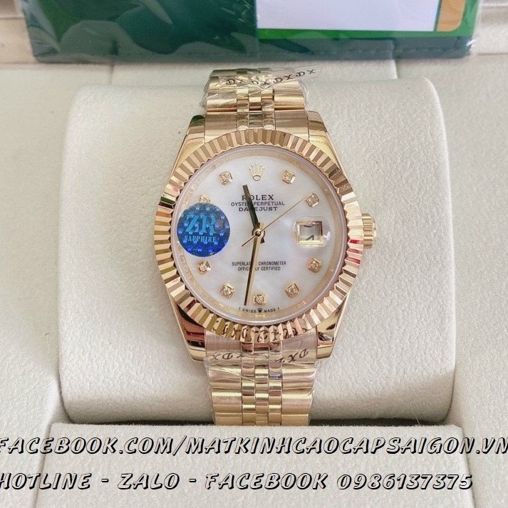 Đồng Hồ Nam Rolex Oyster Datejust Automatic Vàng Mặt Trắng 41mm