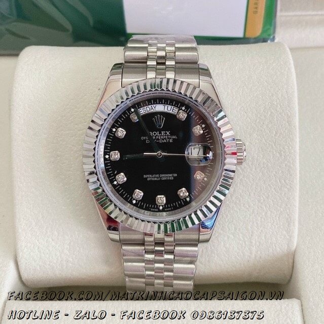 Đồng Hồ Nam Rolex Oyster Datejust Automatic Bạc Mặt Đen 41mm