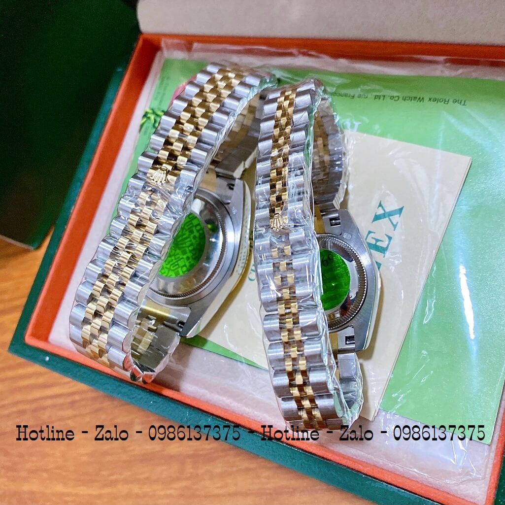 Đồng Hồ Rolex Nữ Demi Vàng Mặt Đỏ Máy Pin 32mm