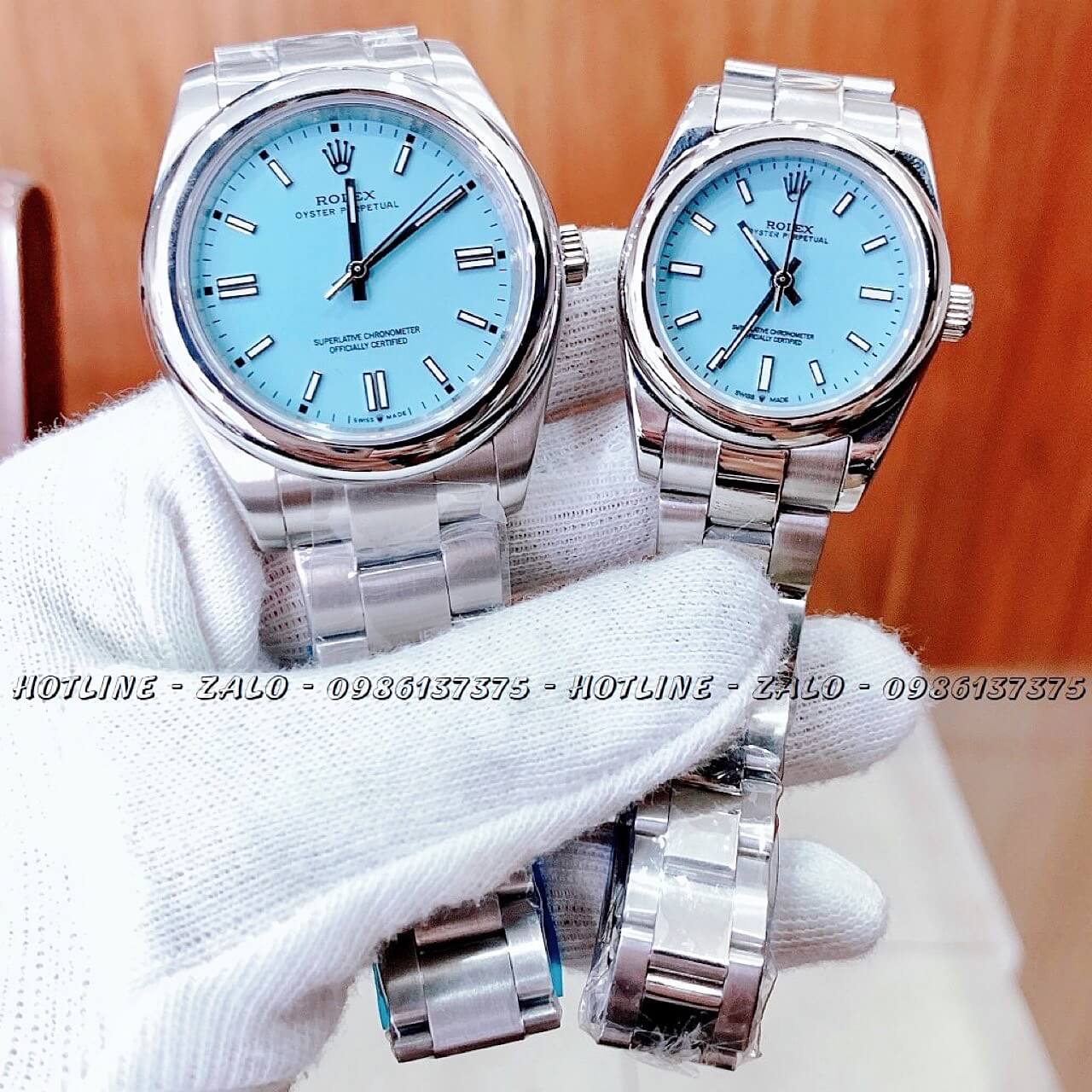 Đồng Hồ Rolex Automatic Cặp Bạc Mặt Xanh Dương 40mm - 30m