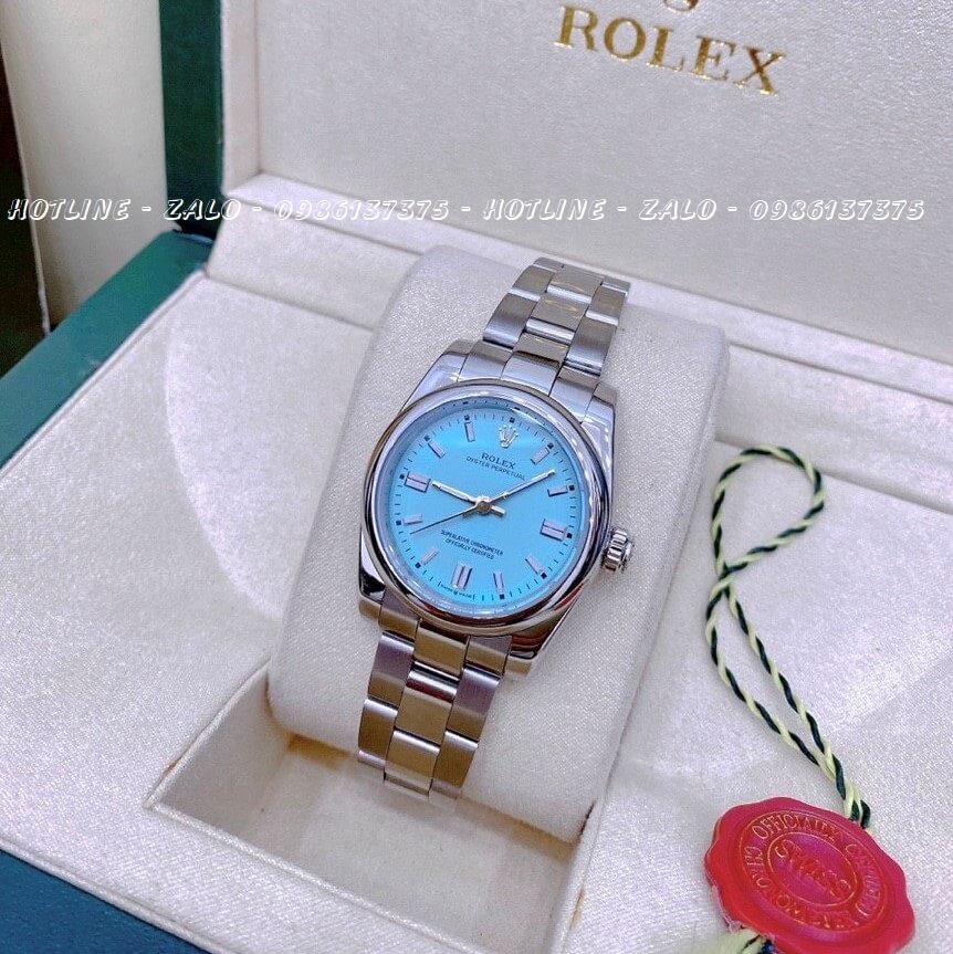 Đồng Hồ Rolex Automatic Cặp Bạc Mặt Xanh Dương 40mm - 30m