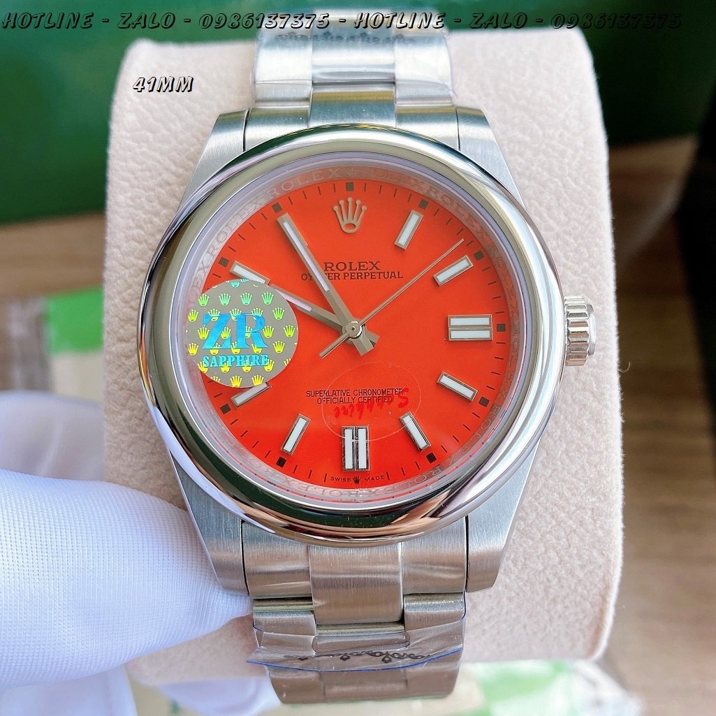 Đồng Hồ Rolex Cặp Automatic Dây Bạc Mặt Đỏ 41mm-32mm