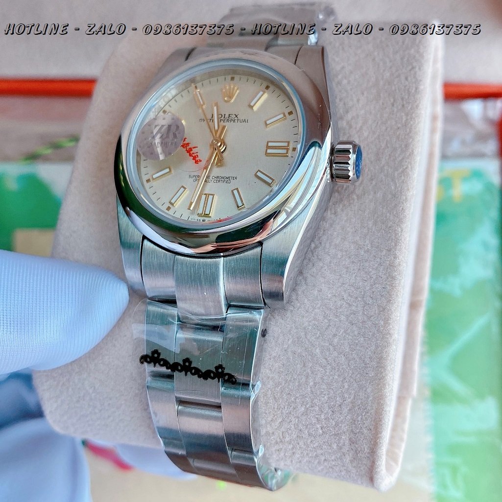 Đồng Hồ Rolex Cặp Automatic Dây Bạc Mặt Trắng 36mm-32mm