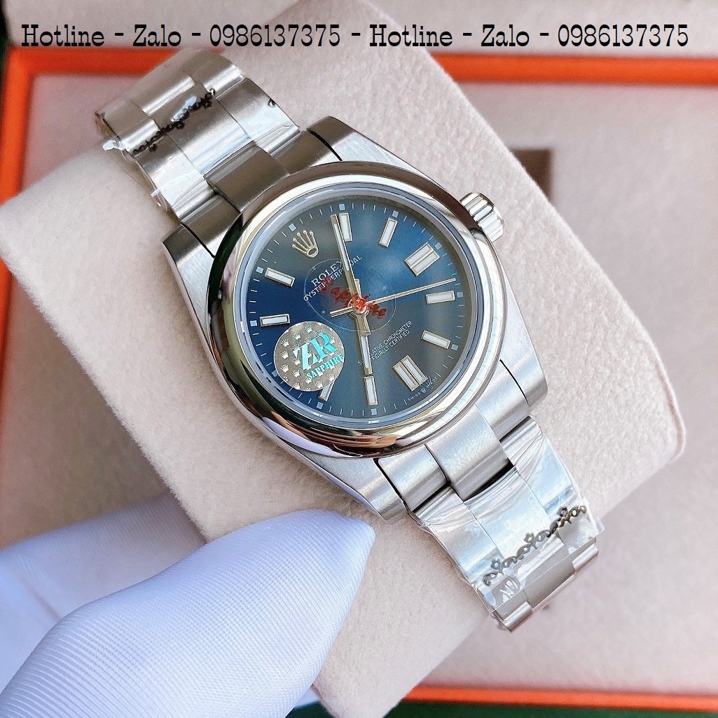 Đồng Hồ Rolex Cặp Automatic Dây Bạc Mặt Xanh Dương 36mm-32mm