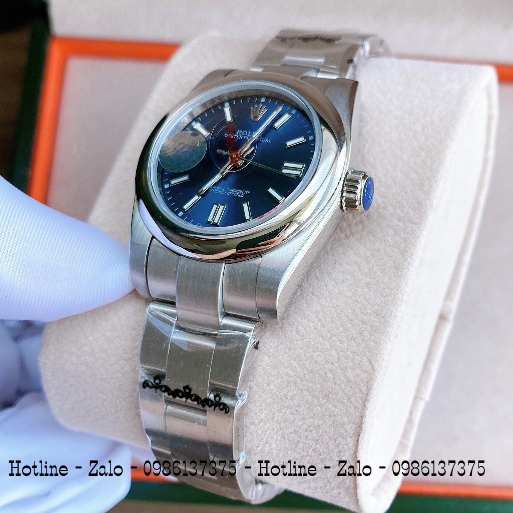 Đồng Hồ Rolex Cặp Automatic Dây Bạc Mặt Xanh Dương 41mm-32mm