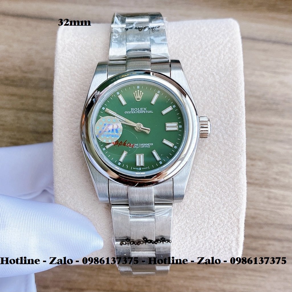 Đồng Hồ Rolex Cặp Automatic Dây Bạc Mặt Xanh Lá 36mm-32mm