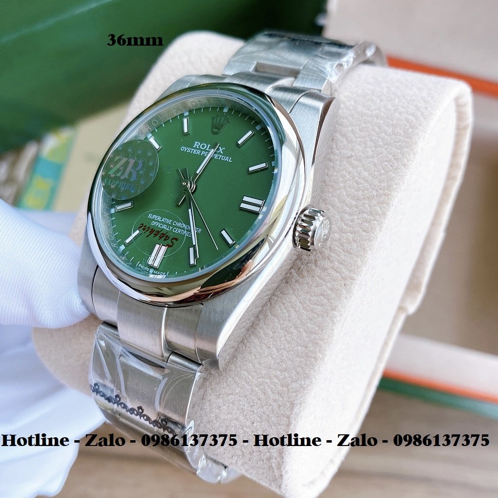 Đồng Hồ Rolex Cặp Automatic Dây Bạc Mặt Xanh Lá 36mm-32mm