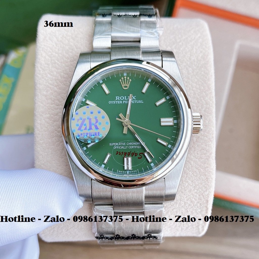 Đồng Hồ Rolex Cặp Automatic Dây Bạc Mặt Xanh Lá 36mm-32mm