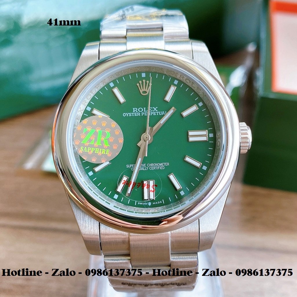 Đồng Hồ Rolex Cặp Automatic Dây Bạc Mặt Xanh Lá 41mm-32mm