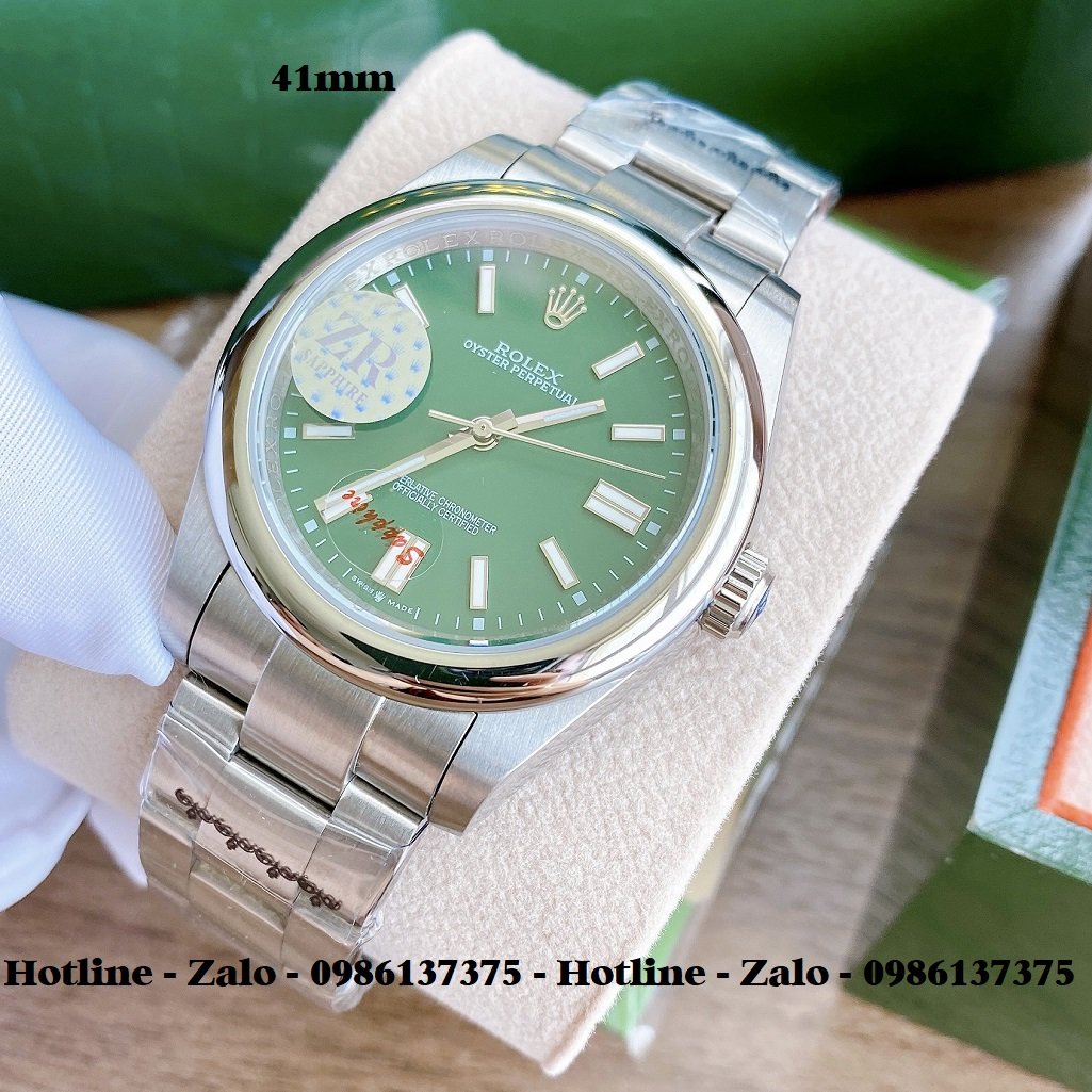 Đồng Hồ Rolex Cặp Automatic Dây Bạc Mặt Xanh Lá 41mm-32mm