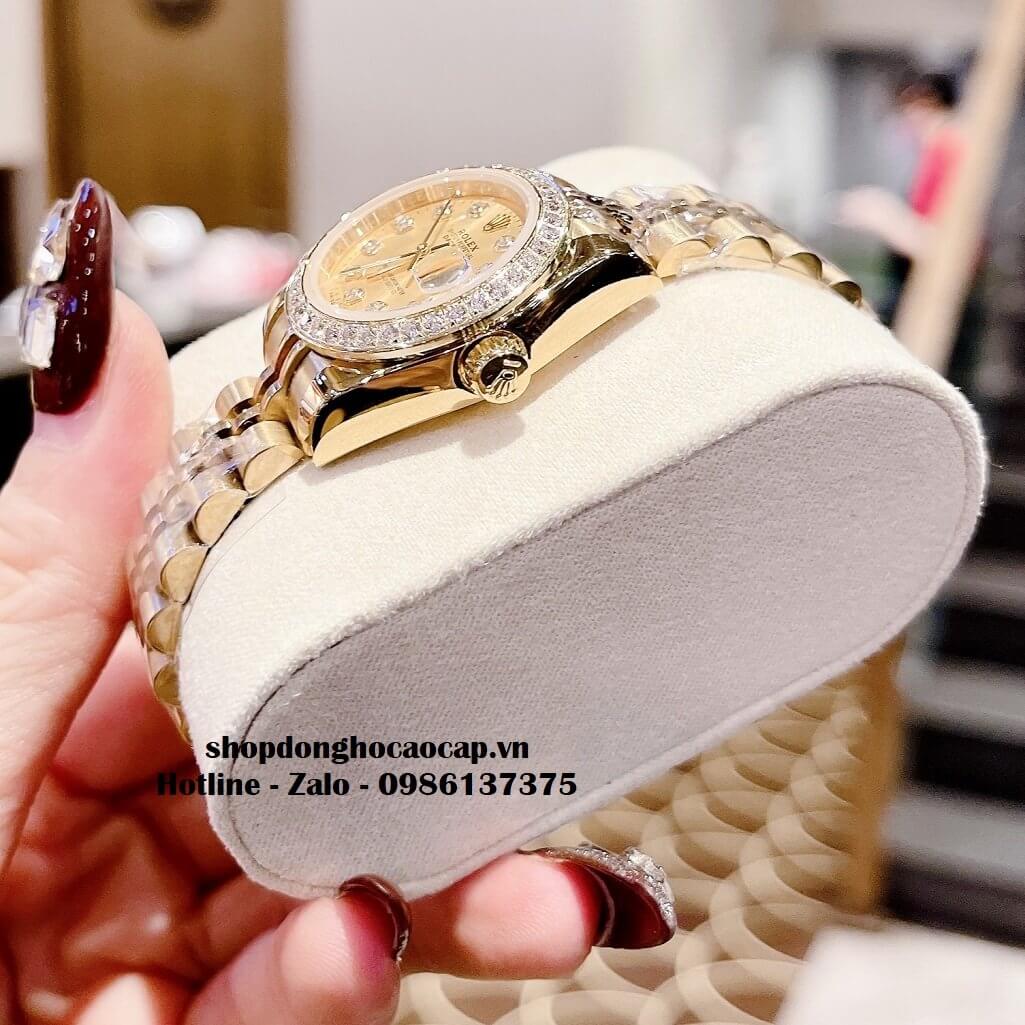 Đồng Hồ Rolex Cặp Nam Nữ Máy Pin Viền Đá Gold 41mm - 28mm