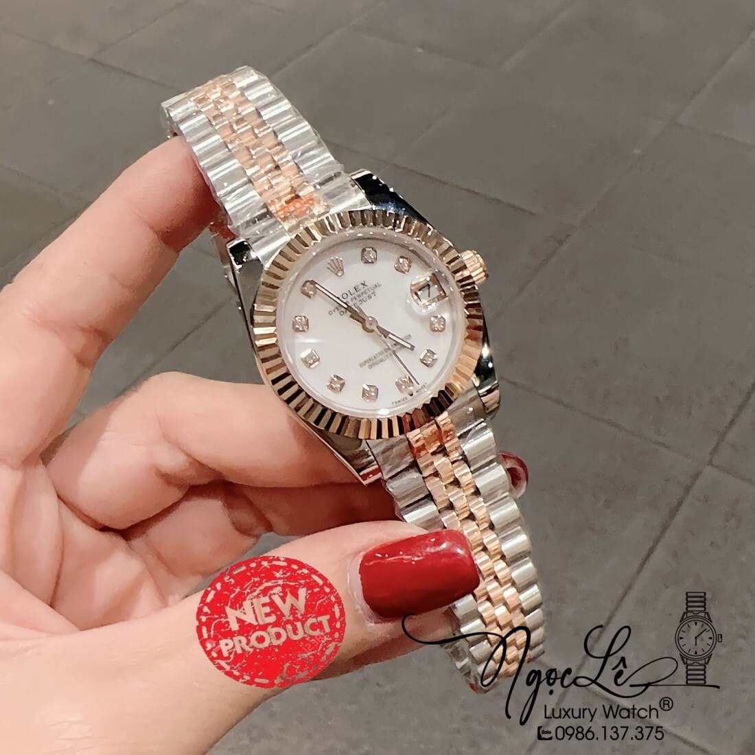 Đồng Hồ Nữ Rolex Datejust Máy Pin Niềng Khía 31mm - Rolex Nữ Dây Kim Loại Màu Demi Rose Mặt Xà Cừ