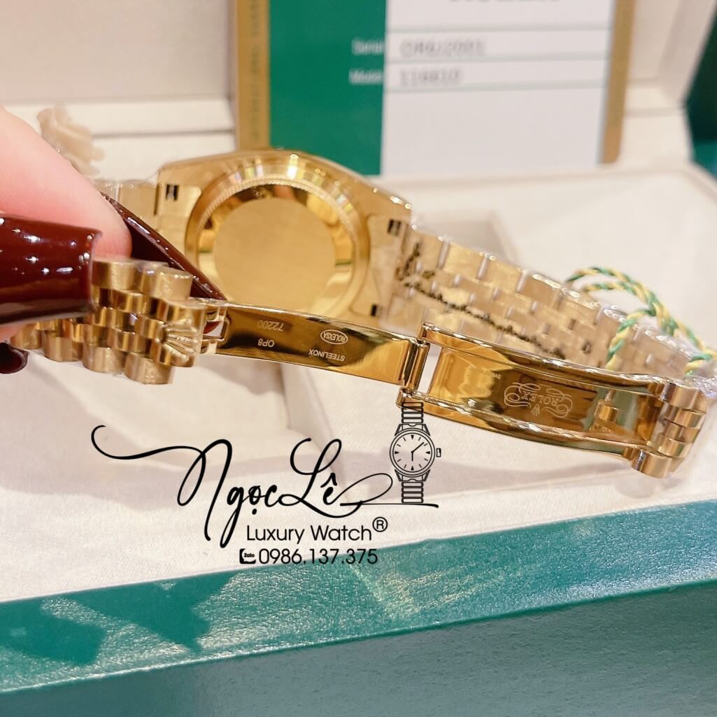Đồng Hồ Nữ Rolex Datejust Máy Pin Đính Đá 28mm Vàng Mặt Vàng