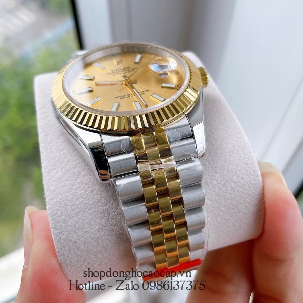 Đồng Hồ Rolex Date Just Siêu Cấp Nam Máy Tự Động Thụy Sĩ Dây Demi Mặt Vàng 41mm 