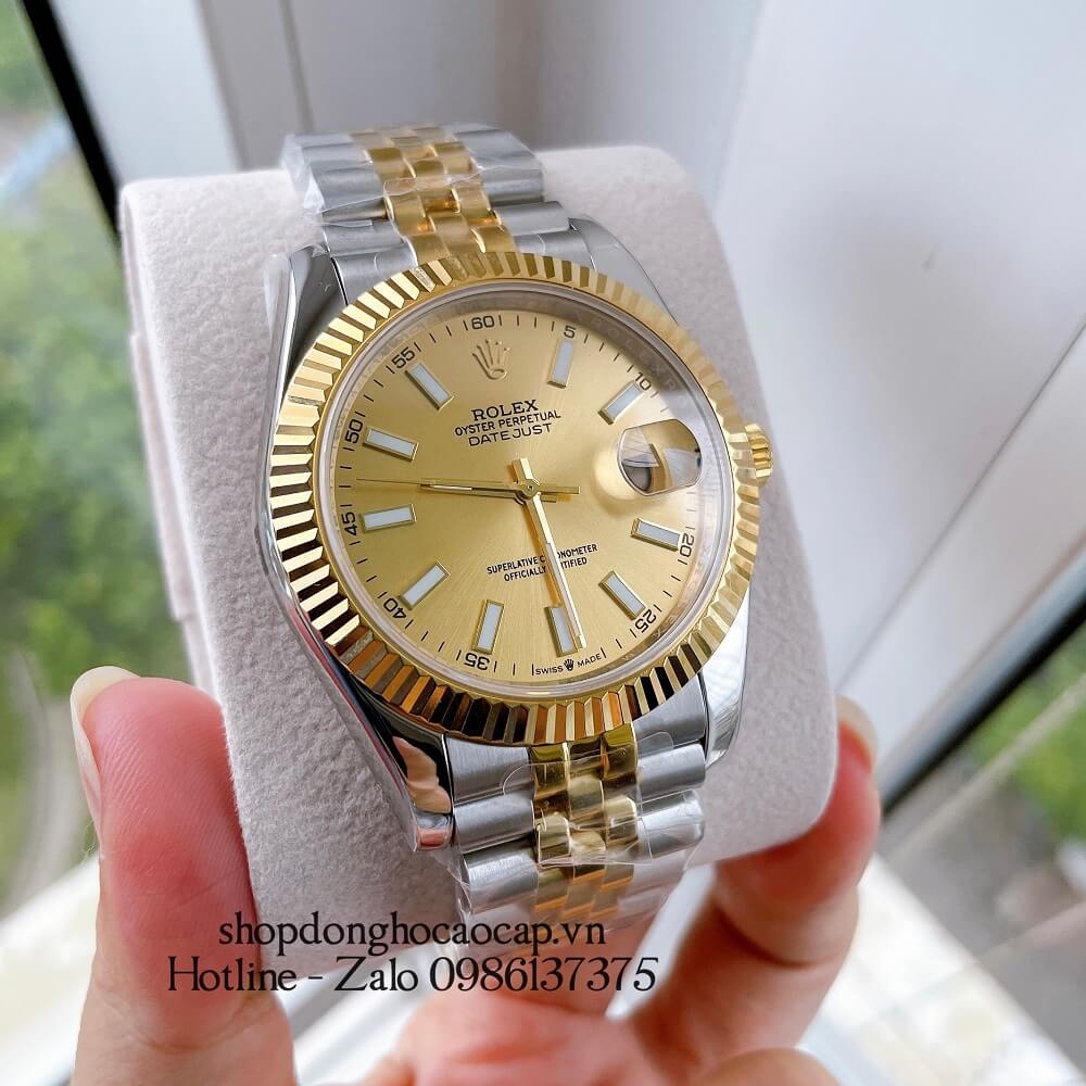 Đồng Hồ Rolex Date Just Siêu Cấp Nam Máy Tự Động Thụy Sĩ Dây Demi Mặt Vàng 41mm 