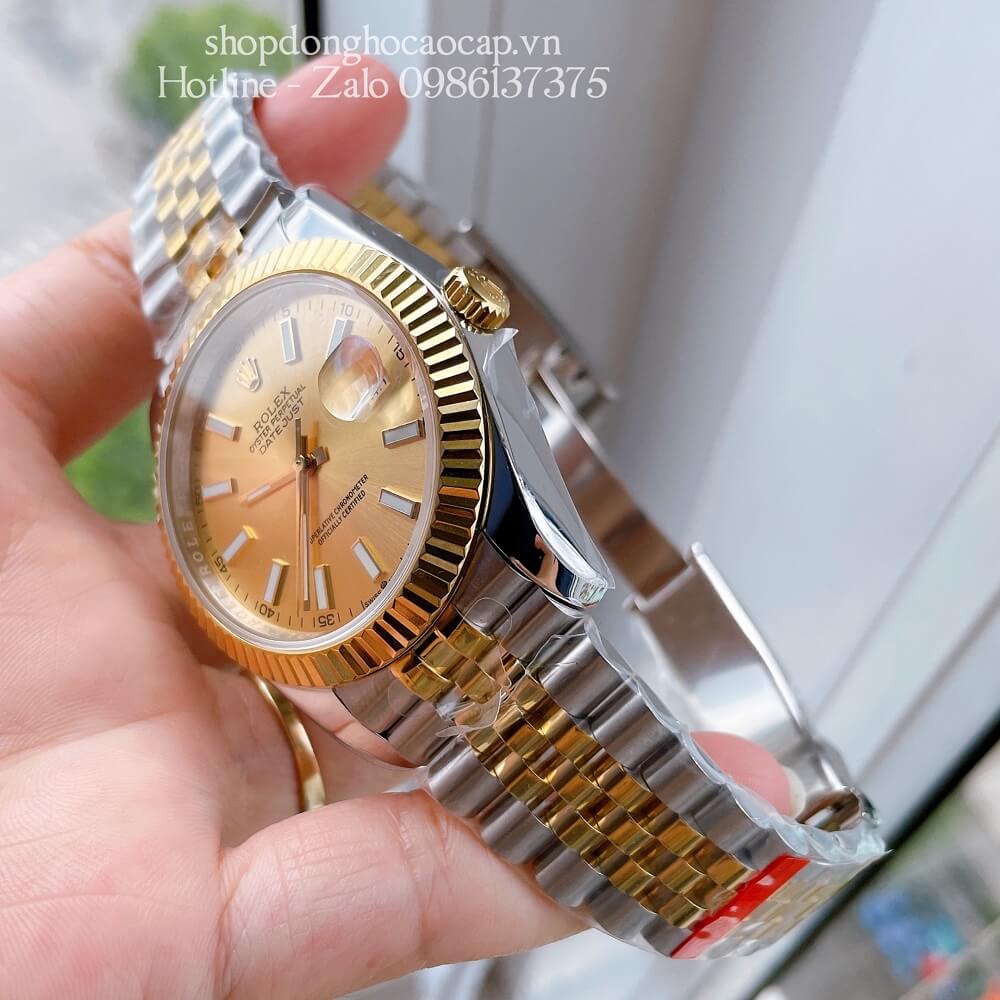 Đồng Hồ Rolex Date Just Siêu Cấp Nam Máy Tự Động Thụy Sĩ Dây Demi Mặt Vàng 41mm 