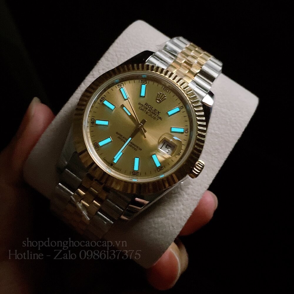 Đồng Hồ Rolex Date Just Siêu Cấp Nam Máy Tự Động Thụy Sĩ Dây Demi Mặt Vàng 41mm 