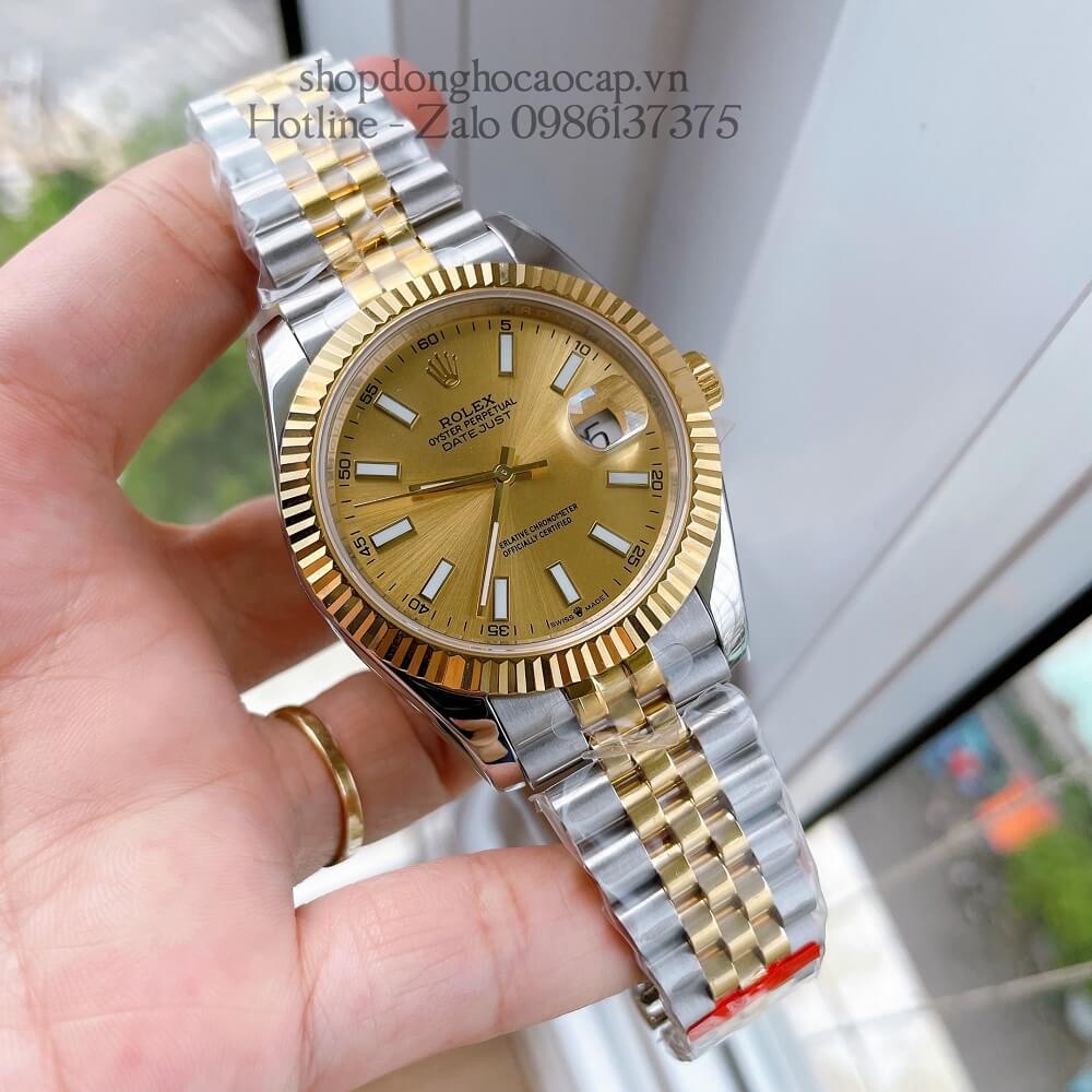 Đồng Hồ Rolex Date Just Siêu Cấp Nam Máy Tự Động Thụy Sĩ Dây Demi Mặt Vàng 41mm 