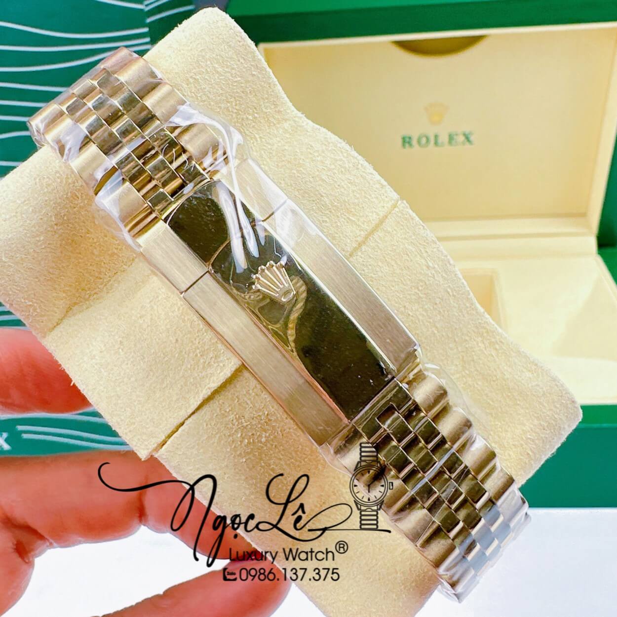 Đồng Hồ Rolex Day-Date Automatic Nam Dây Kim Loại Vàng Mặt Xà Cừ Niềng Đá Size 41mm