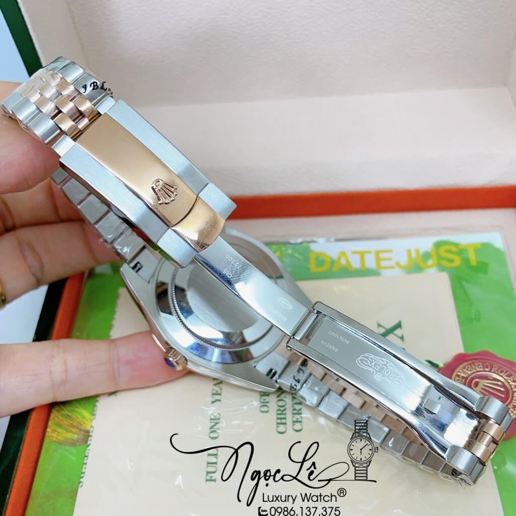 Đồng Hồ Rolex Datejust Automatic Nam Dây Kim Loại Demi Vàng Hồng Mặt Nâu 41mm