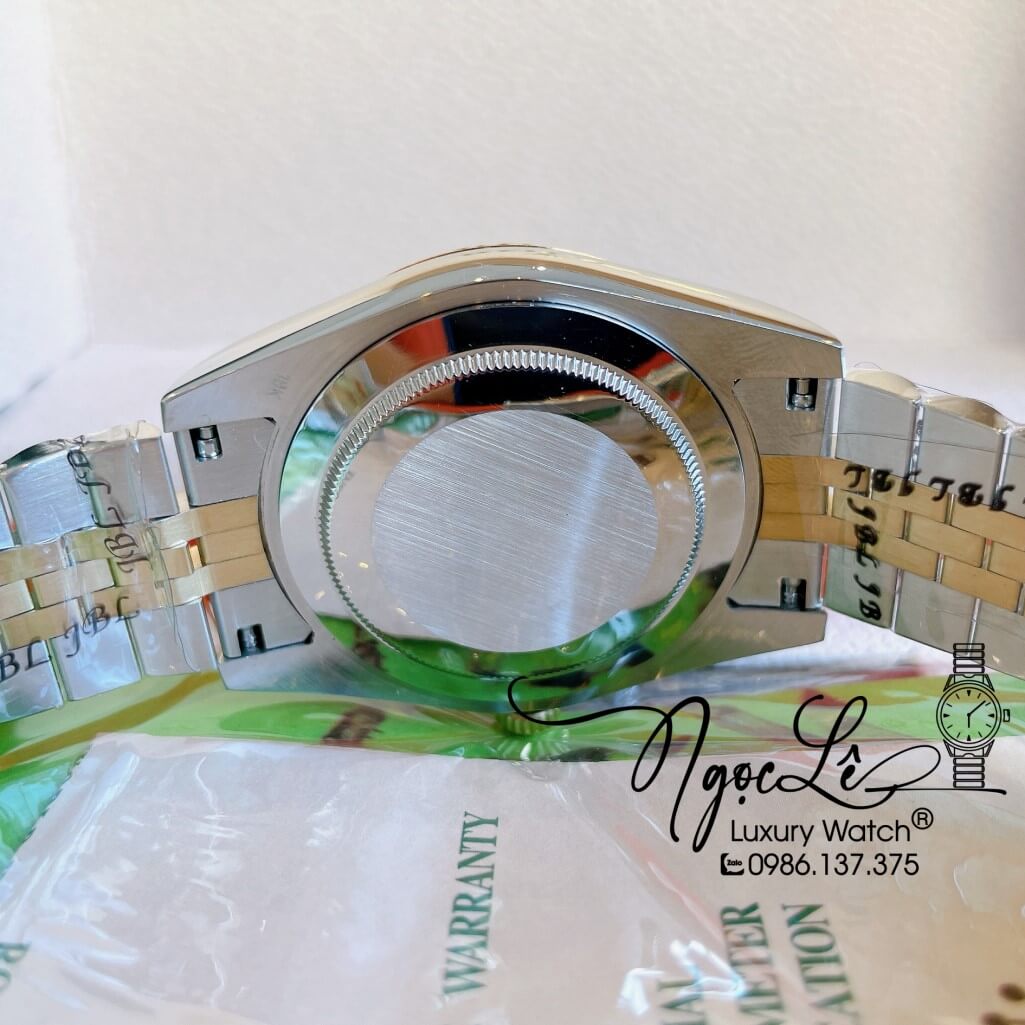 Đồng Hồ Rolex Datejust Automatic Nam Dây Kim Loại Demi Mặt Xà Cừ Vàng 41mm