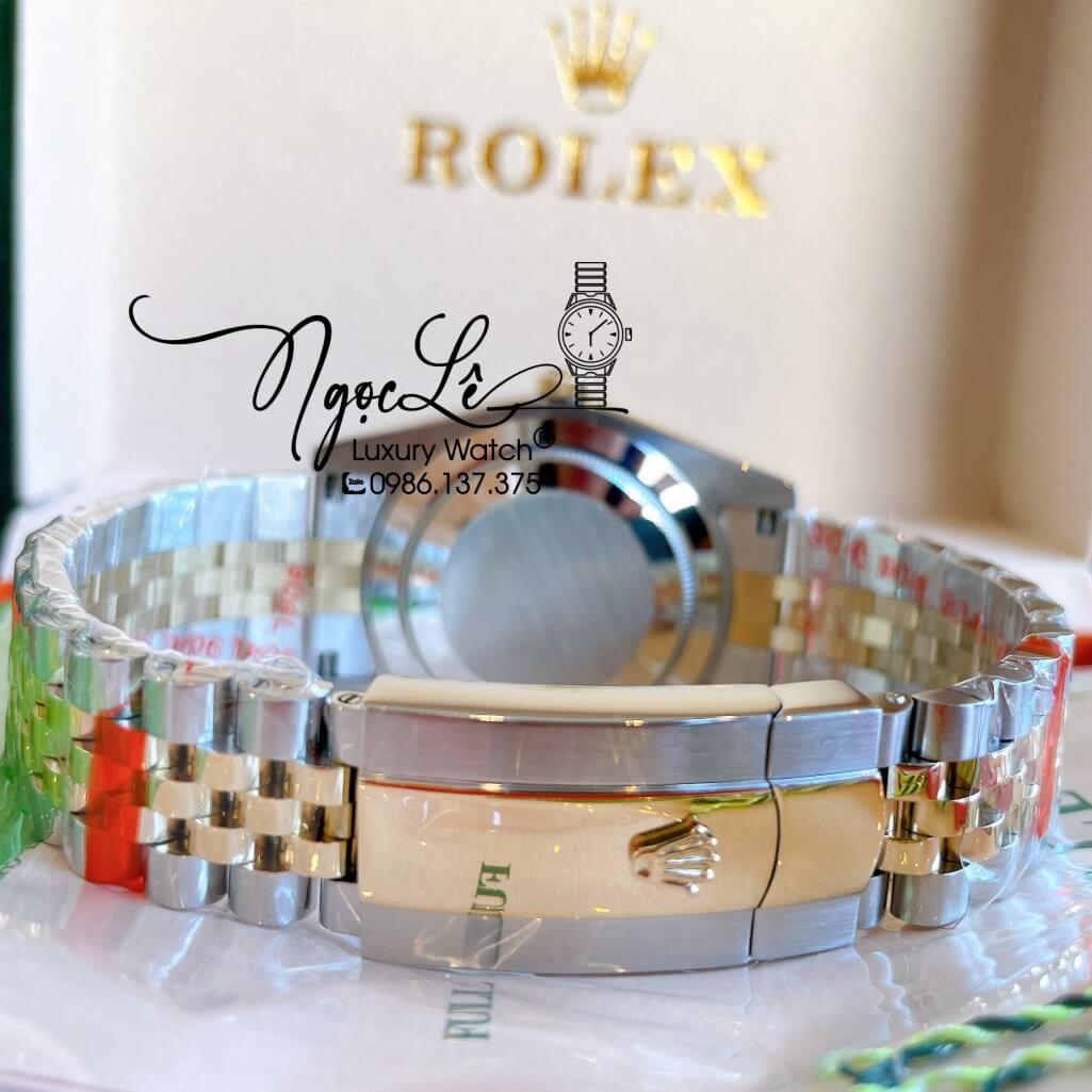 Đồng Hồ Rolex Datejust Automatic Nam Dây Kim Loại Demi Vàng Mặt Xà Cừ Đen 41mm