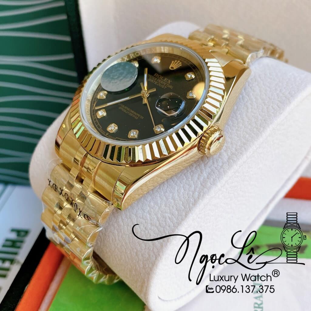 Đồng Hồ Rolex Datejust Automatic Nam Dây Kim Loại Vàng Mặt Đen 41mm