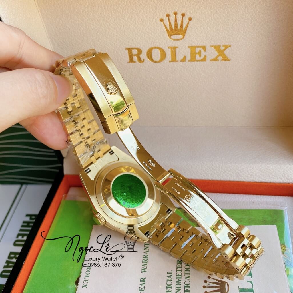 Đồng Hồ Rolex Datejust Automatic Nam Dây Kim Loại Vàng Mặt Đen 41mm