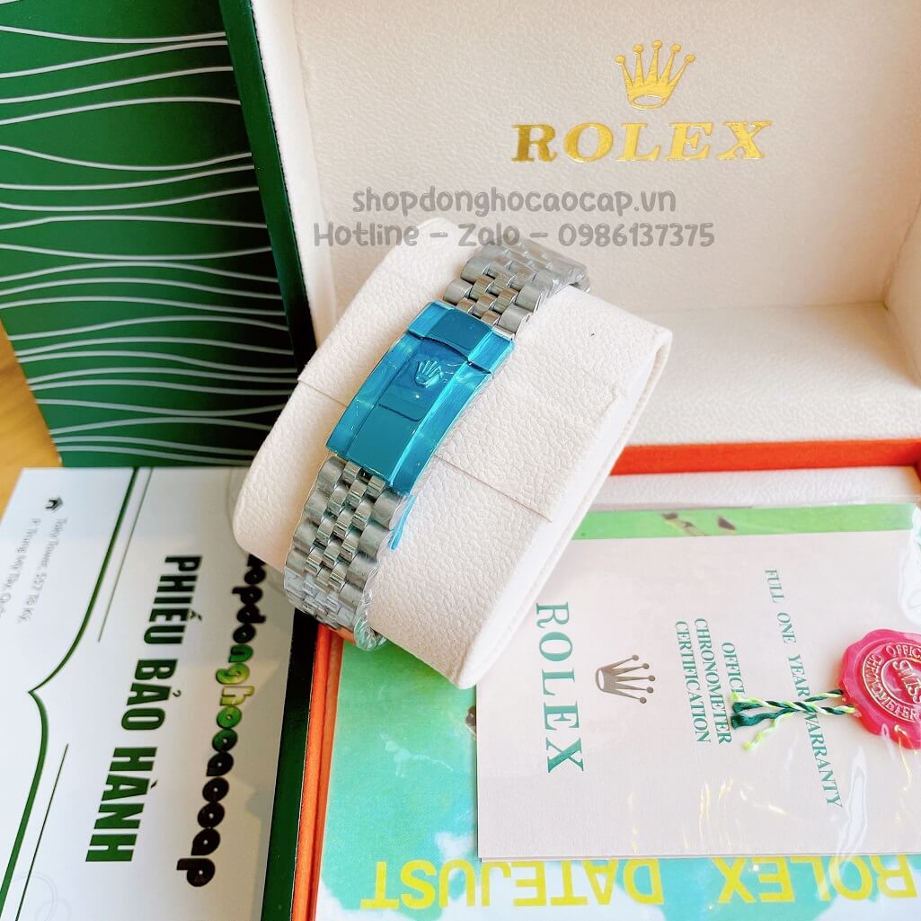 Đồng Hồ Rolex Datejust Cơ Tự Động Dây Kim Loại Bạc Mặt Xanh Xà Cừ 36mm Unisex