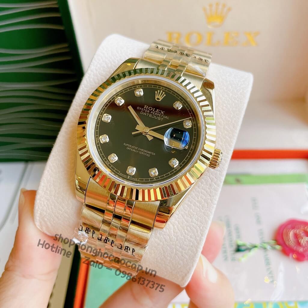 Đồng Hồ Rolex Datejust Cơ Tự Động Nam Màu Vàng Mặt Đen 41mm