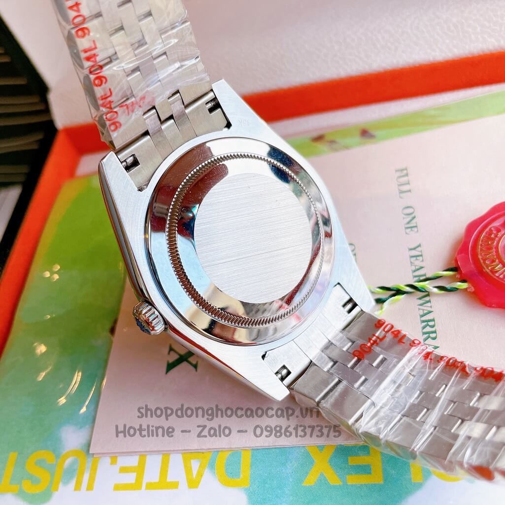Đồng Hồ Rolex Datejust Cơ Tự Động Nam Dây Thép Silver Mặt Đen Vân 3D 41mm