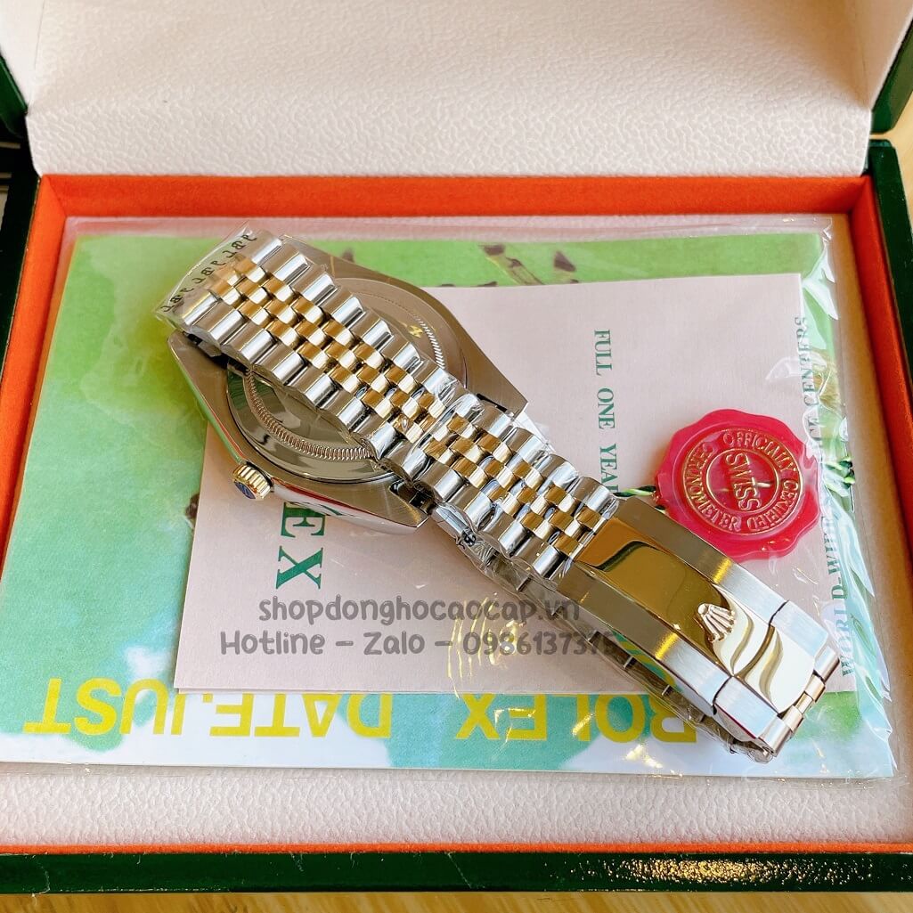 Đồng Hồ Rolex Datejust Cơ Tự Động Nam Dây Kim Loại Demi Vàng Mặt Đen Vân 3D 41mm