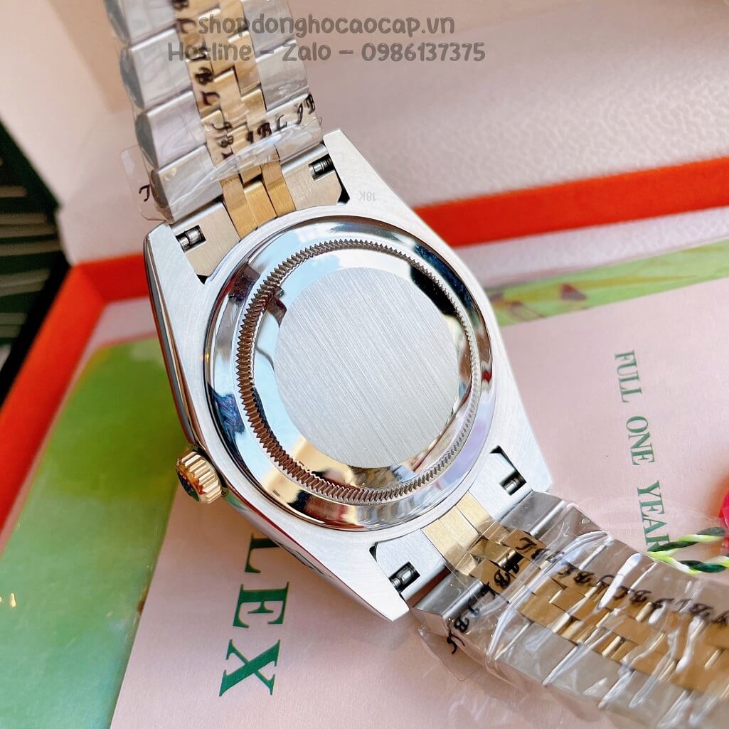 Đồng Hồ Rolex Datejust Cơ Tự Động Nam Dây Kim Loại Demi Vàng Mặt Đen Vân 3D 41mm